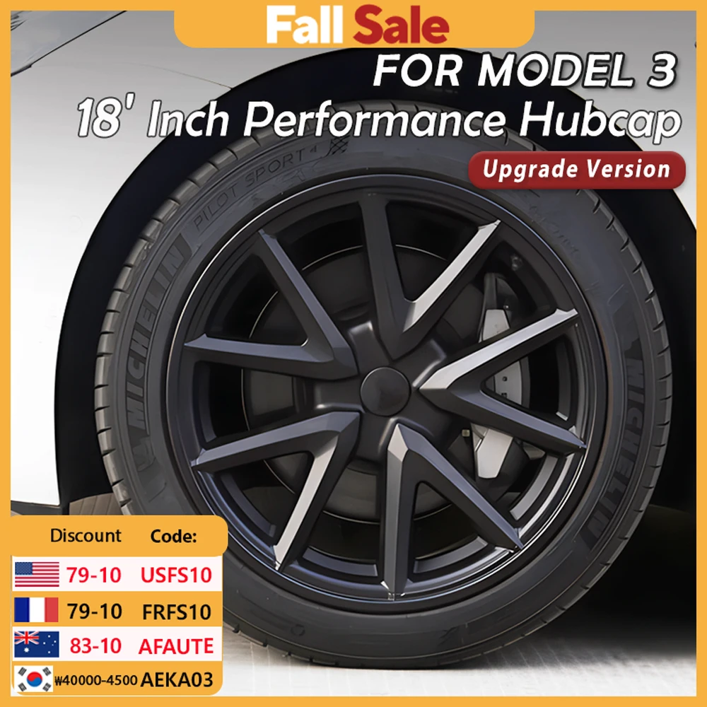 

4PCS Wheel Caps For Tesla Model 3 18 Inch Hub Cap Performance Automobile Replacemen HubCap Full Rim Cover 2020-2023 Accessories