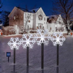 4Pcs Christmas Atmosphere Solar Path Light Pattern Outdoor Waterproof Landscape Lamp Perfect For Home Garden Patio Pool Decor