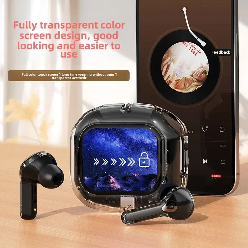 Auriculares inalámbricos compatibles con Bluetooth, auriculares TWS con pantalla LCD táctil inteligente a Color, auriculares estéreo con reducción de ruido HIFI
