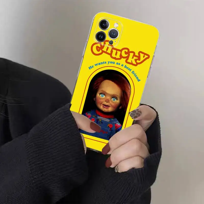 Horro Movie Chucky Phone Case For iPhone 13 14 Pro Max XS XR 12 11 Pro 13 Mini 6 7 8 Plus Clear Back Cover Capa