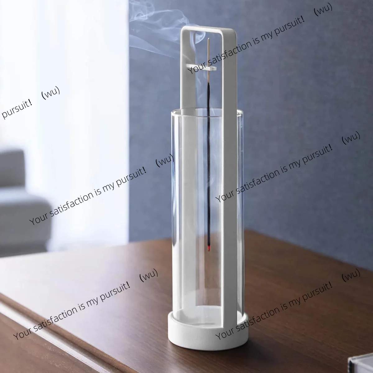 Removable upside down incense burner holder with glass incense ash collector yoga meditation thread incense plug base