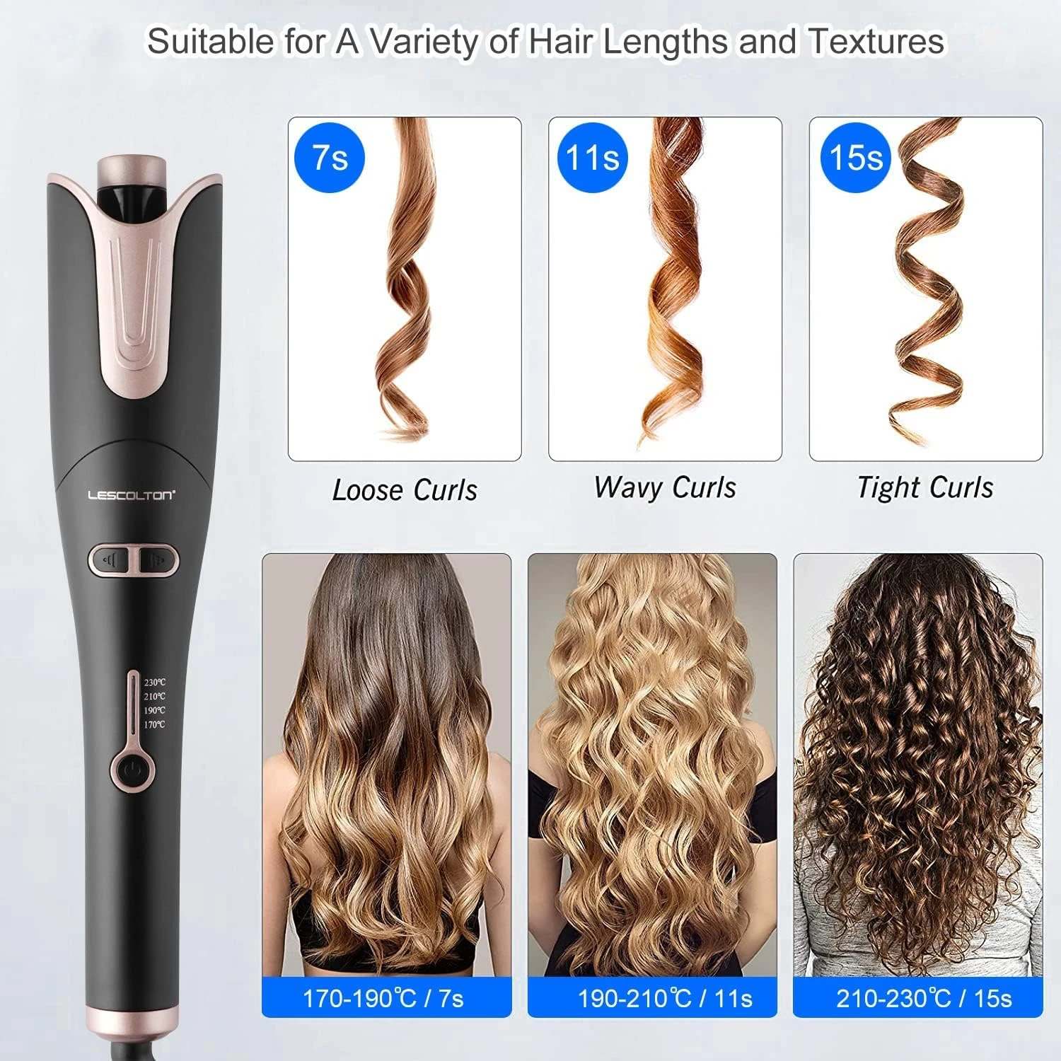 Advanced Large Curling Iron for Effortless and Safe Styling - Achieve Perfect Curls with Anti-Scald Technology, Automatic Rotati