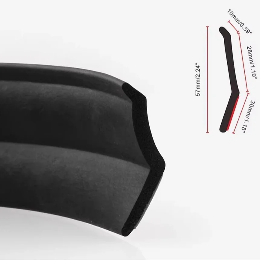 Universal Car Front Bumper Lip Rubber 2.5m/98.43in Bumper Protector Black Bumper Lip Strip Car Side Skirt Direct tailoring