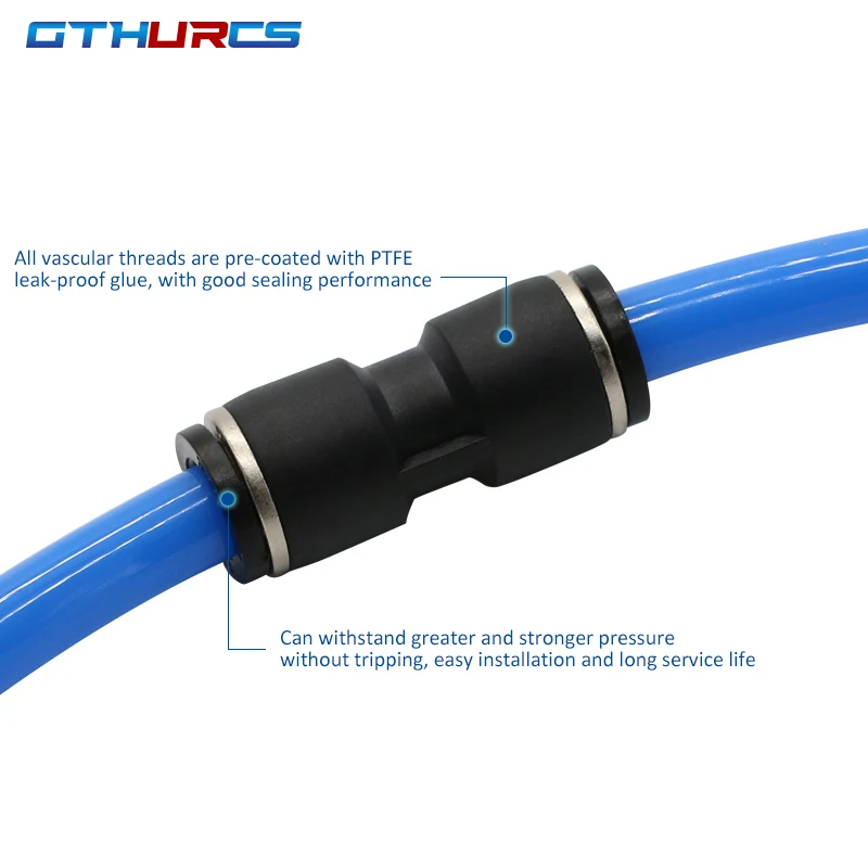 30/40/50/60/70pcs High Quality Pneumatic Fitting Black Straight Push Plastic Connector 6/8/10/12mm Trachea Connector PU