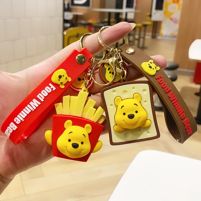 Miniso Cartoon Cute Winnie The Pooh Keychain Couple Bag Pendant Car Pendant Anti-Lost Keychain Children's Birthday Gift