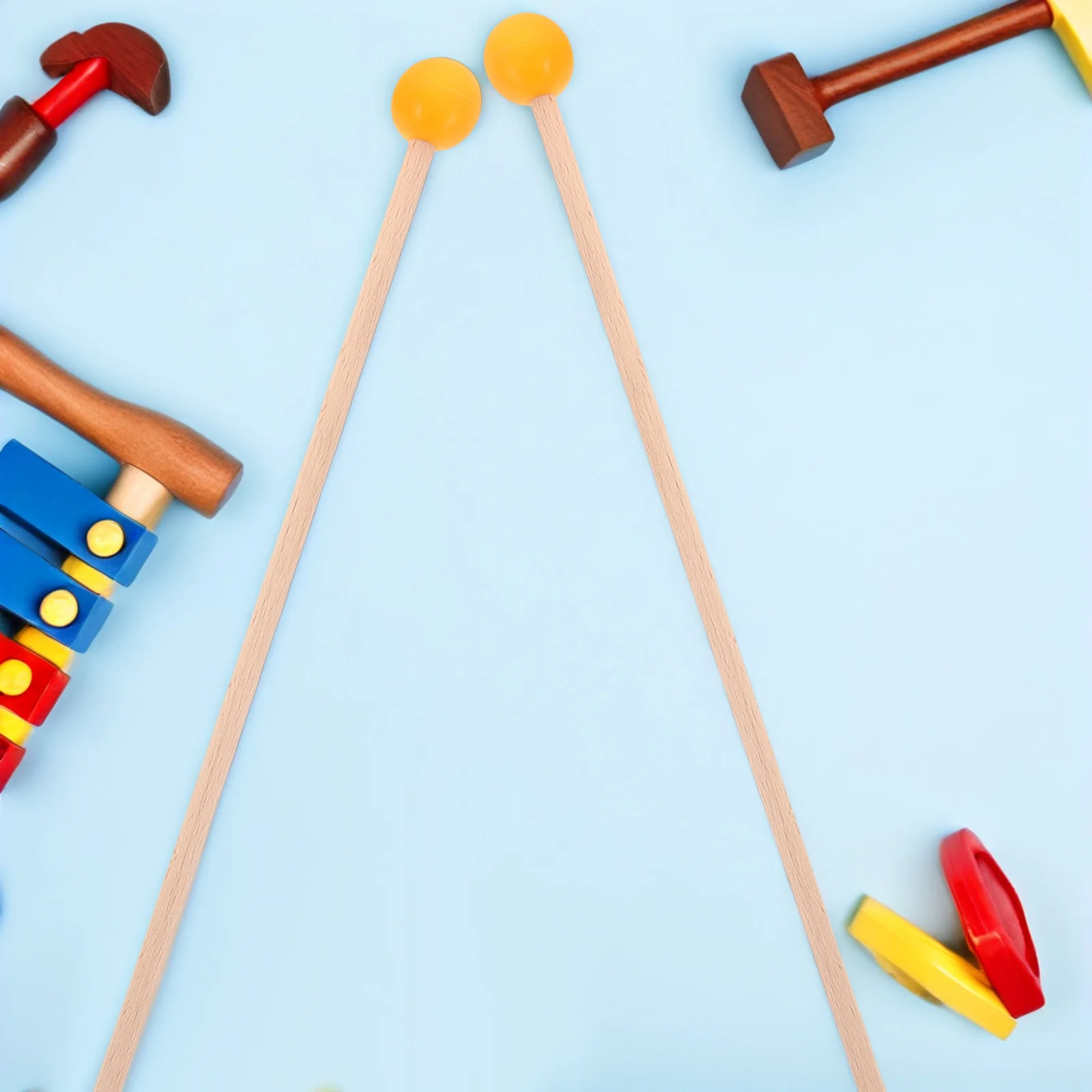 

1 Pair Rubber Mallet Wood Handle Xylophone Drum Stick Marimba Drumstick s Mallet Percussion Accessories Durable Precise