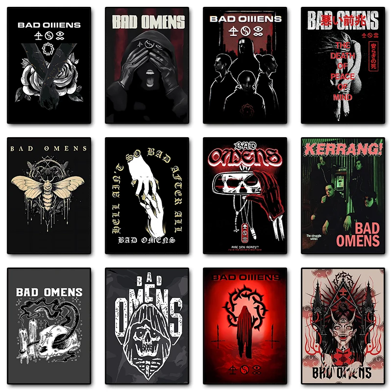 روك باند B-Bad O-Omens الملصقات والمطبوعات حائط لوح رسم صورة فنية لغرفة النادي ديكور المنزل المشجعين هدية