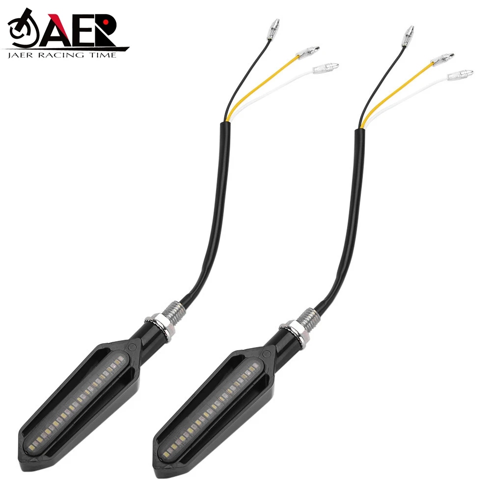 LED إشارة الانعطاف المتتابعة مصباح مكبح أحمر مؤشرات DRL بيضاء وامض ضوء وميض تدفق إضاءة مقاومة للماء الدراجة
