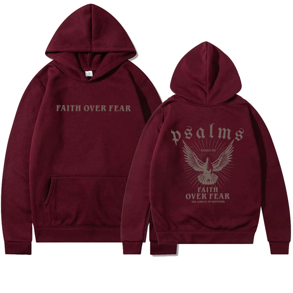 Faith Over Fear Sweat à capuche verset de la Bible Chemise Vêtements chrétiens Merch chrétien Jésus est roi Pull de motivation Sweat à capuche religieux