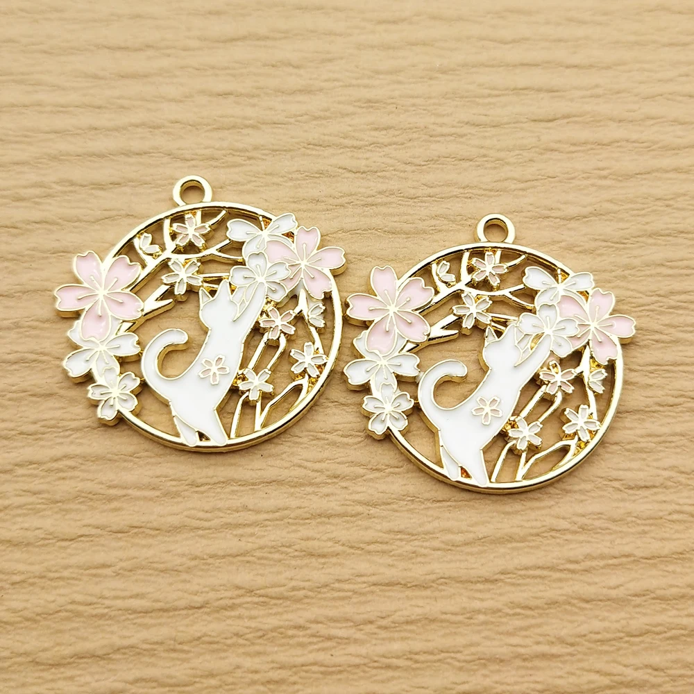 10pcs Cute Flower Rabbit Cat Charms for DIY Jewelry Making