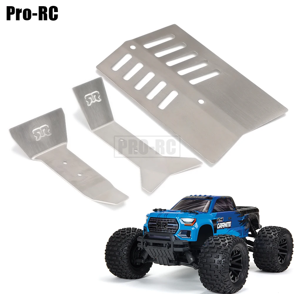 1Set Stainless Steel Armor Chassis Guard Protector Skid Plate for ARRMA 1/8 NERO 6S BIG ROCK AR106017