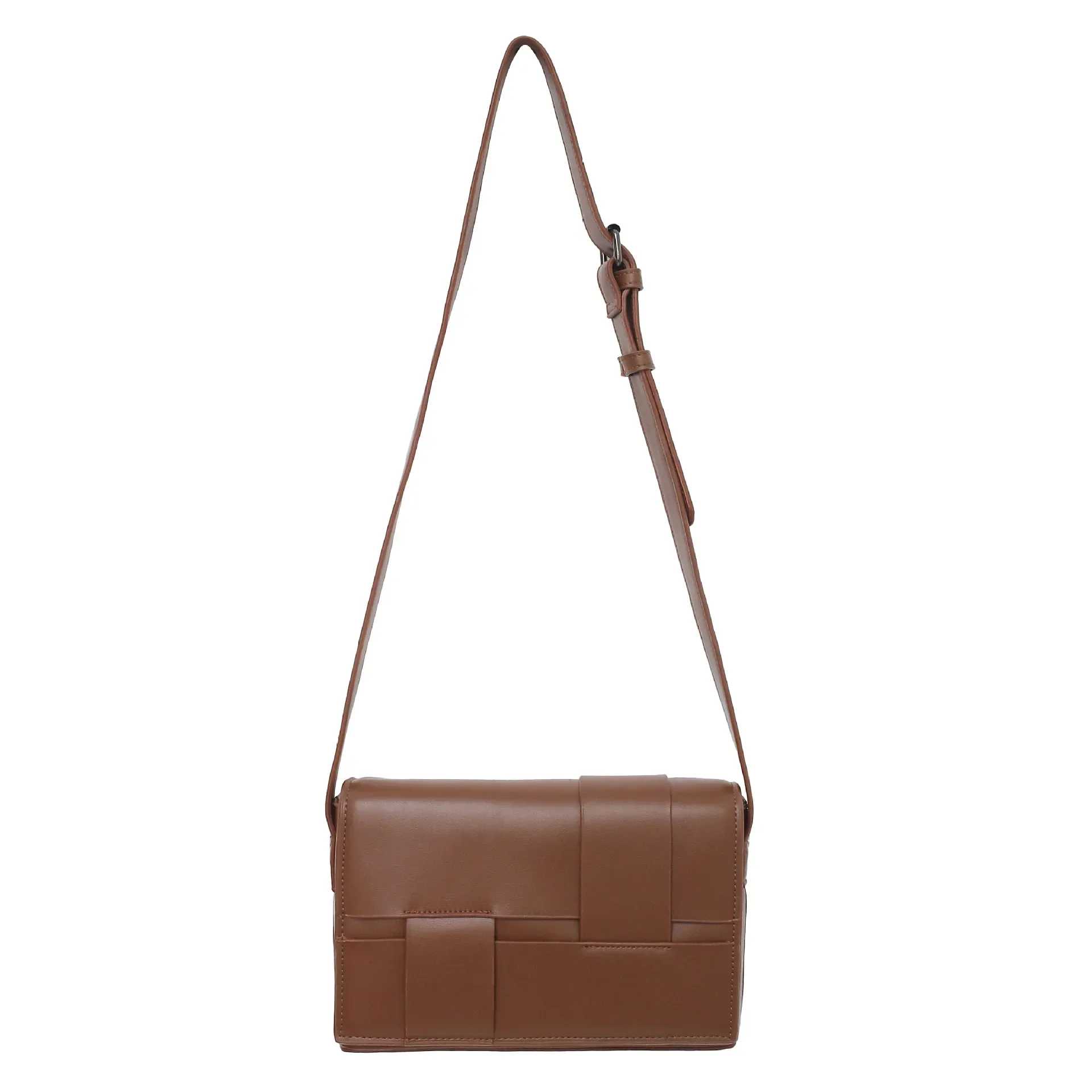 

New Fashion Weave Men Crossbody Bag Casual Business Pu Leather Men's Messenger Woven Vintage Shoulder Handbags Bags