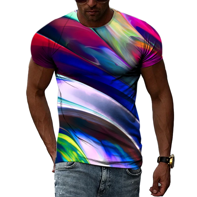 New 3D Graffiti Hip Hop Harajuku Ptinted Men T-shirts Summer Fashion Casual Street Style Tee Trend Personality Short Sleeve Tops