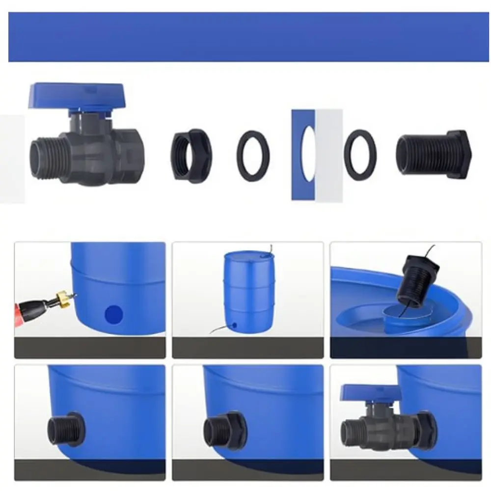 Durable PVC Bulkhead Faucet Kit 3 4 Inch GHT Connector Rain Diverter Valve For Garden Irrigation And Water Recycling