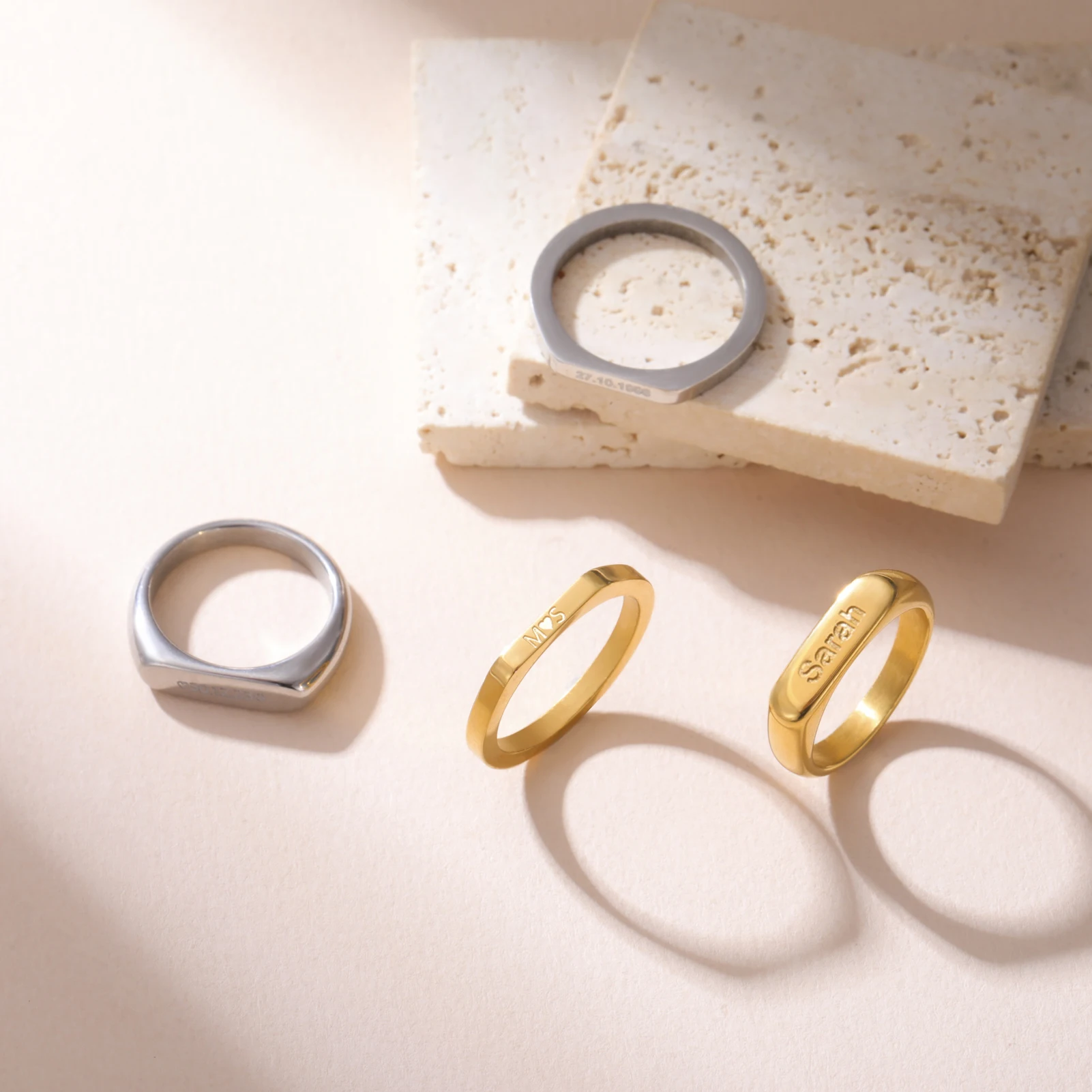 Gravierter Namensring für Damen und Herren, Edelstahlschmuck, personalisierte Namensringe, individuelles Paar, Jahrestag, Hochzeit, Weihnachtsgeschenke – Detail 6