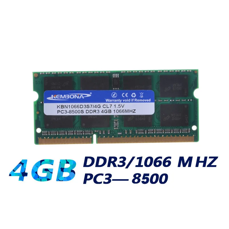 KEMBONA Brand New Sealed DDR3 1066/ PC3 8500 4GB Laptop RAM Memory compatible with all motherboard