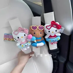 Hello Kitty Cute Car Plush Doll Seat Belt Anti-Suffocation Shoulder Cover Fashion Kawaii Doll Car Decoration Accessories Gift