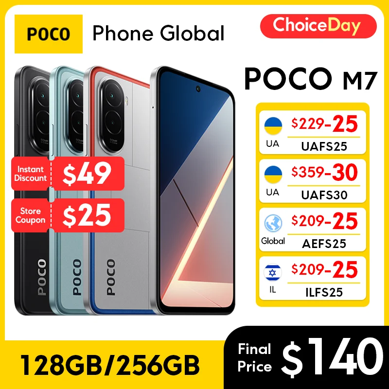 POCO M7 Global Version Smartphone 128GB/256GB Snapdragon 685 7000mAh battery Immersive 6.9" FHD+ Display 33W Charging 50MP NFC