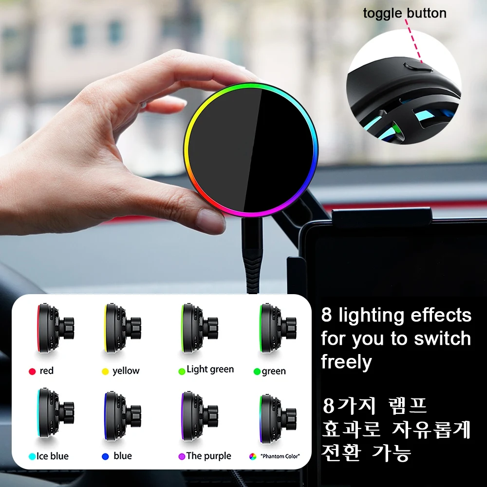 Car Phone Mount Holder 15W 25W Compatible with MagSafe Magnetic Wireless Charger for Tesla Model Y Juniper 2026 Model 3 BYD