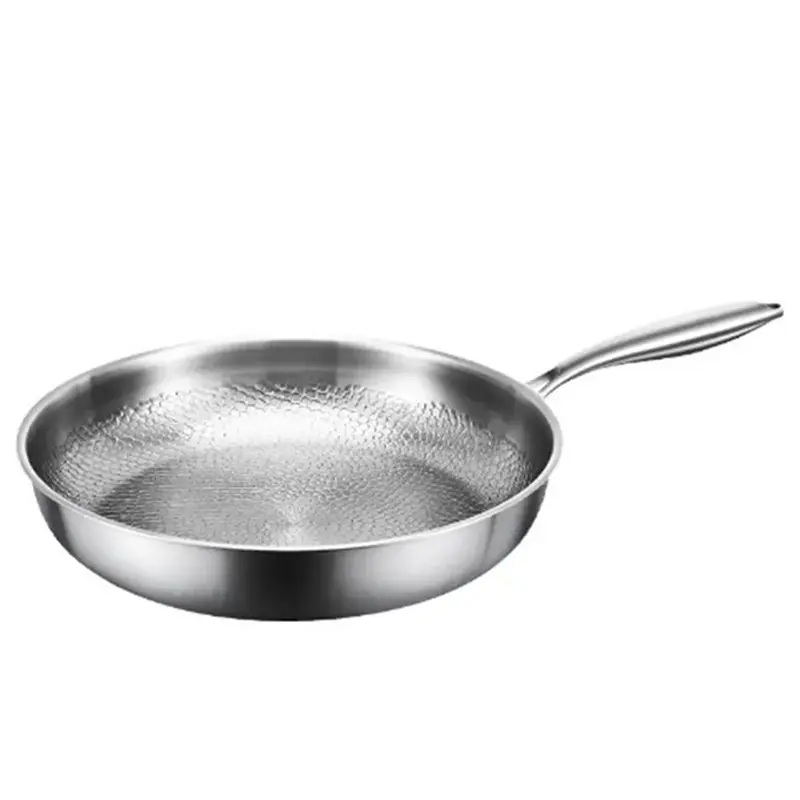 New Shown-Uncoated Non Stick Titanium Steel Fish Scale Hammer Pattern Frying Pan Household Steak Pan Kitchen Cookware 32Cm