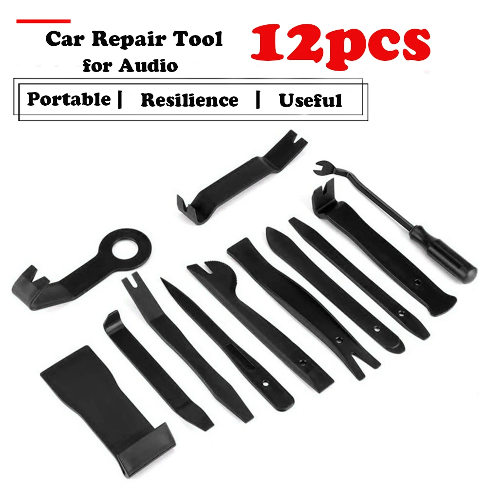 For Car Auto Trim Removal Tool Kit 12PCS No Scratch Dashboard Door Panel Audio Fastener Remover with Storage Pouch