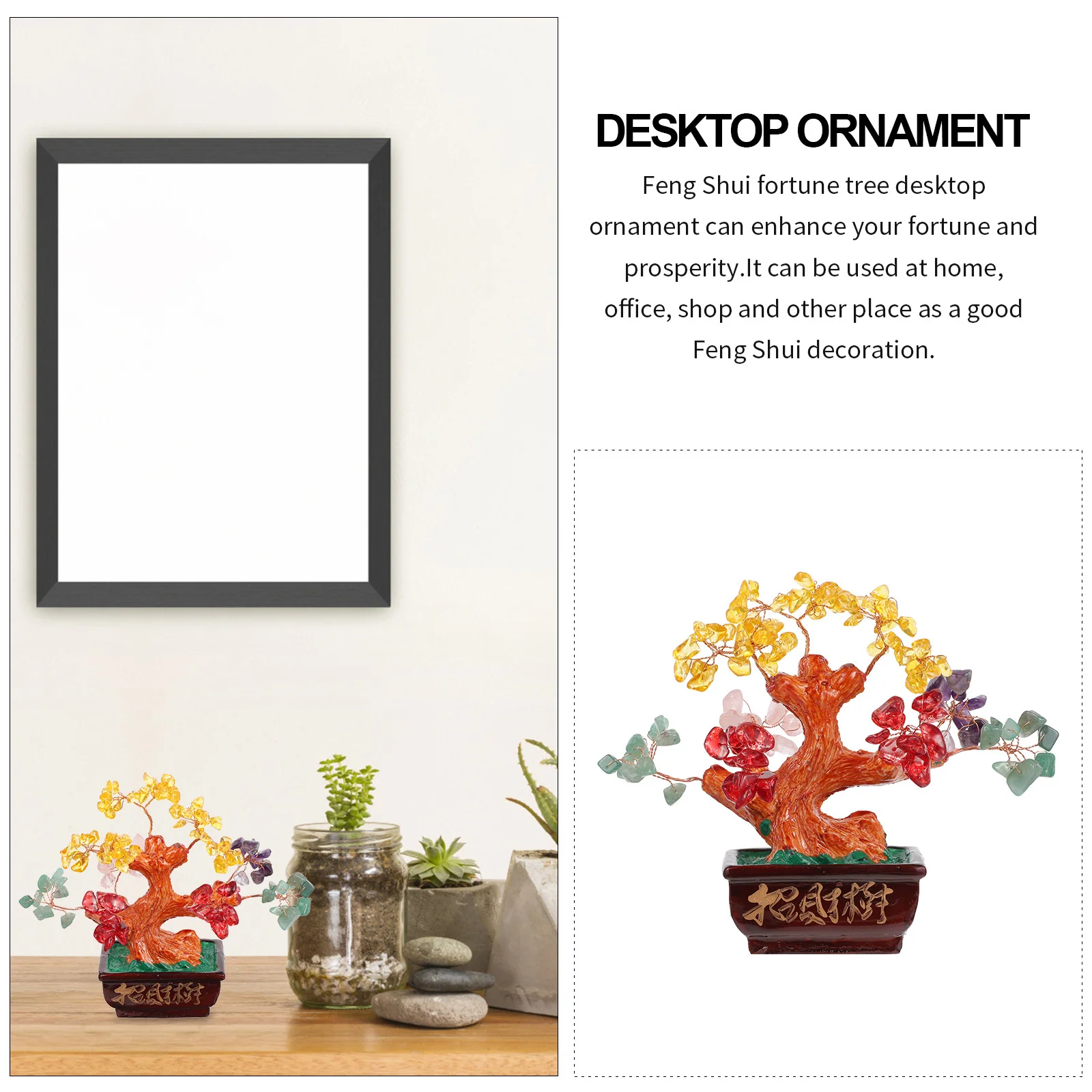 

1Pcs Crystal Money Tree Bonsai Style Wealth Prosperity Ornament for Home Office Shop Feng Shui Decoration Desktop Adornment