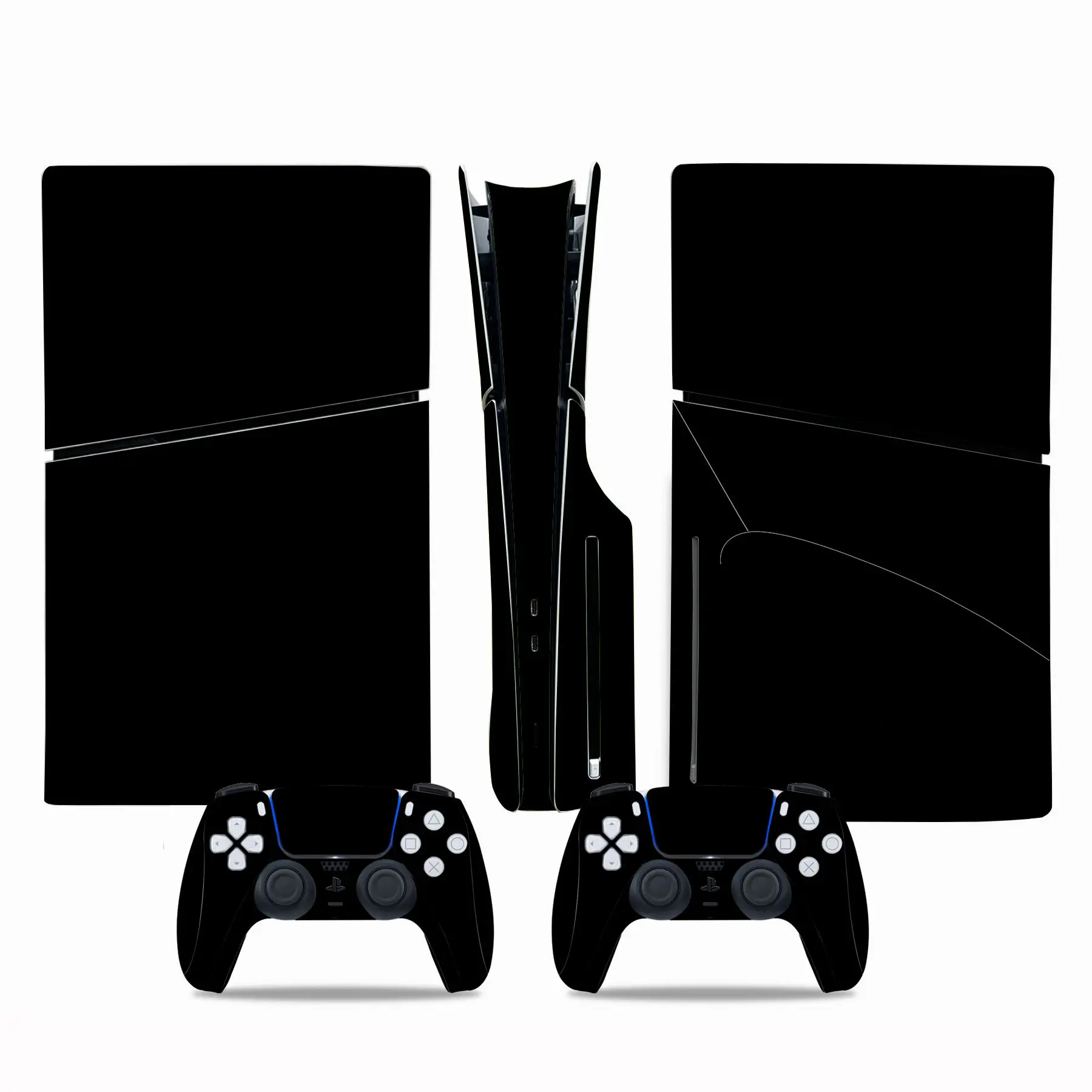 White black color Colors Vinyl Skin Sticker for PS5 slim disc and 2 controller skins stickers