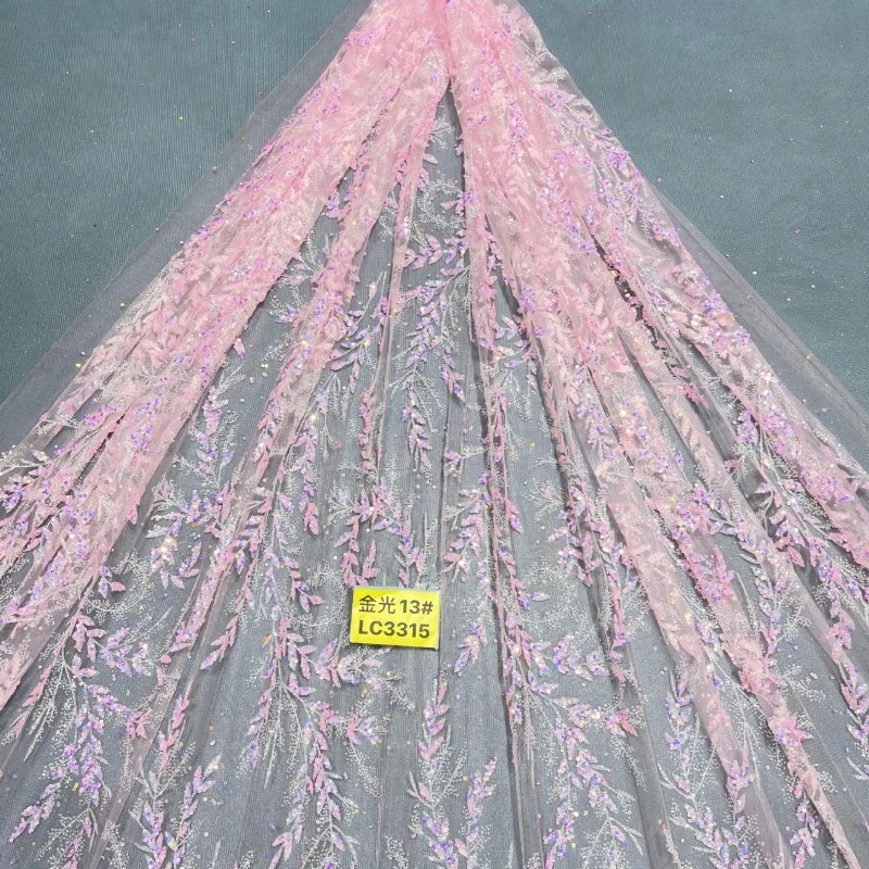 10 Yards light pink Patterned Wedding Dress Fabric Mesh Spray Lace 150cm Wedding Party Spray gold Tull fabric