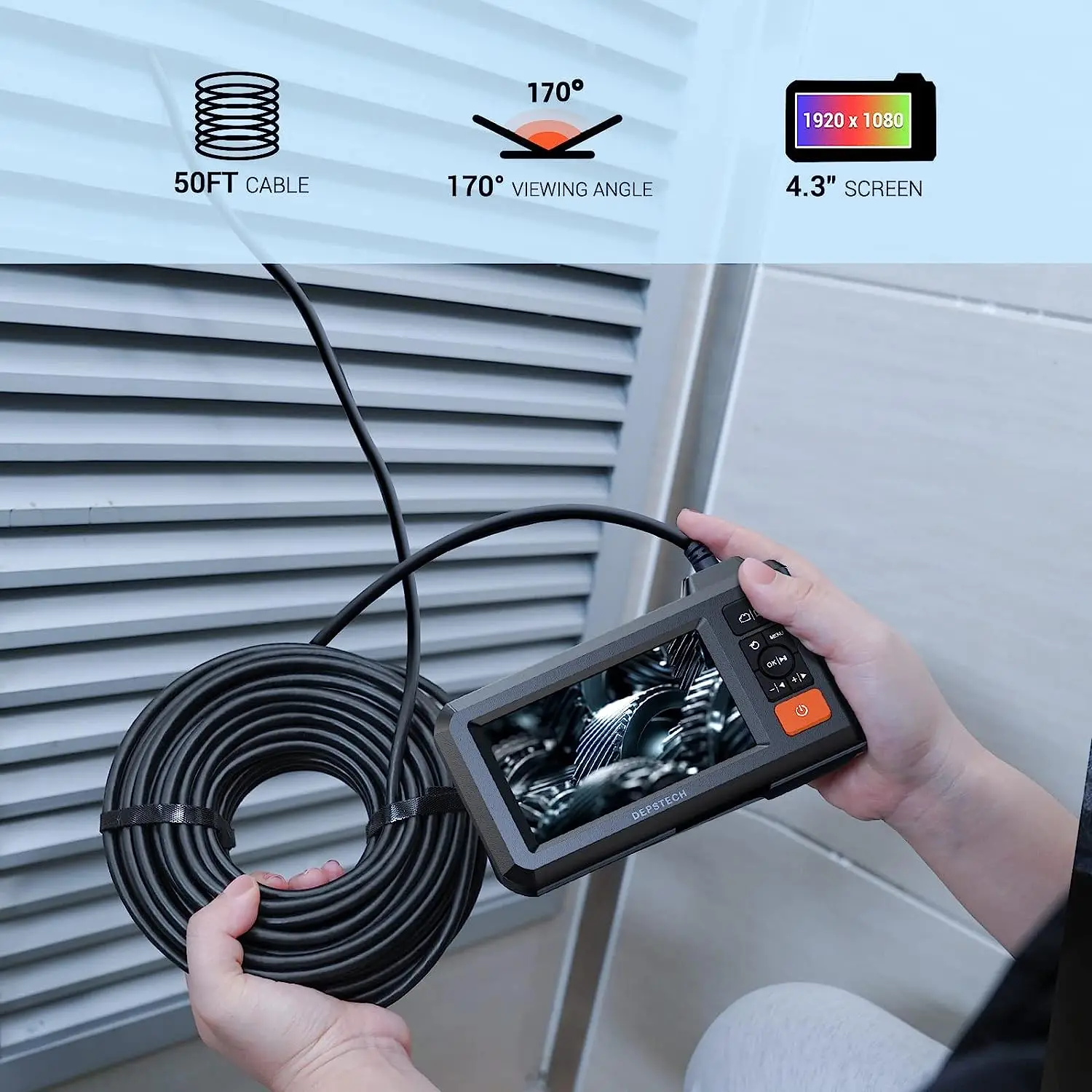 DEPSTECH 1080P Endoscopic Camera Single/Dual Lens Endoscope for Cars Industrial Borescope Inspection Camera with Split Screen