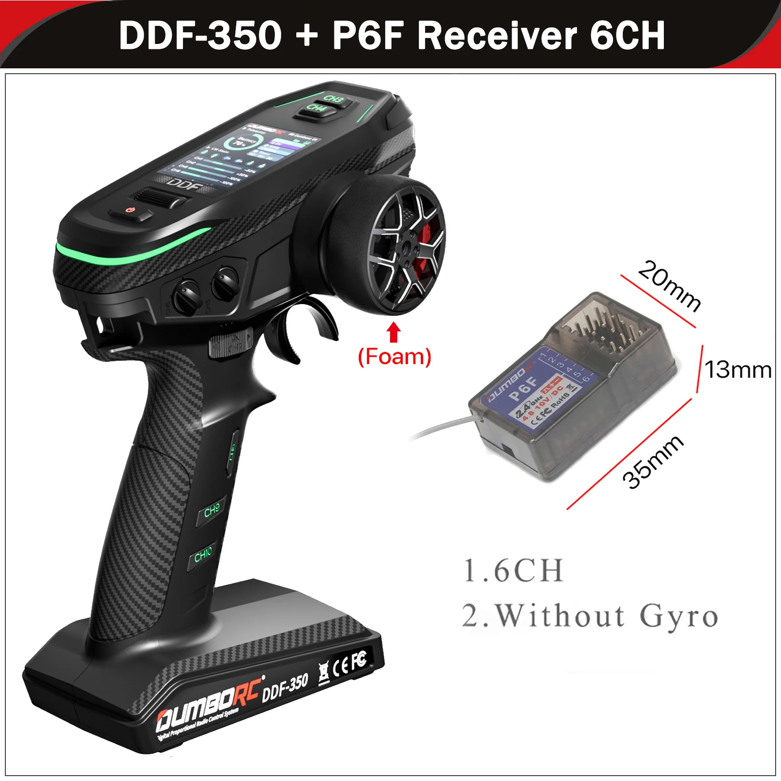 DUMBORC DDF-350 10CH RC Afstandsbediening 2.4G Digitale Radio Zender Gyro Ontvanger voor Drift Auto Tank Boot Robot Speelgoed Wltoy