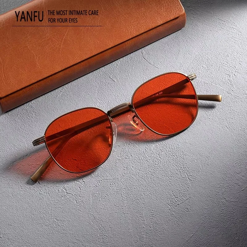 

Classic Pure Titanium Red Vintage Square Sunglasses for Men Women Fashion UV400 Retro Brand Designer Outdoor Eyeglasses