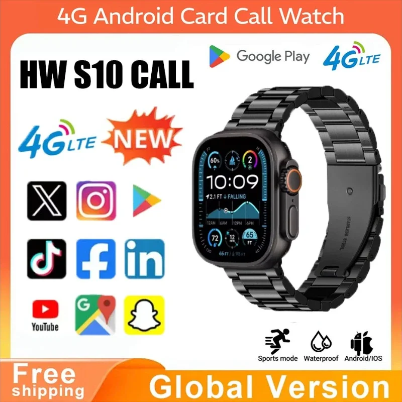

Умные часы GS29 2025 года с системой Allnetwork 4G Android S10 Наслаждайтесь GPS-картами Google Play доступ к шагу монитора сна и использованием SIM-карты