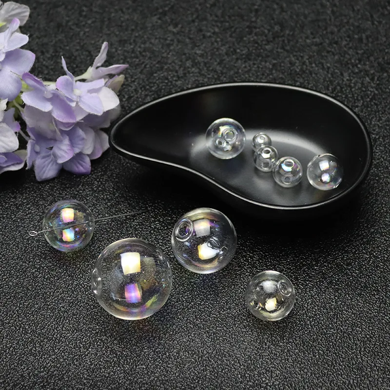 10pieces Double Hole Colorful 10mm-30mm Round Glass Ball Glass Globe Pendant Jewelry Findings DIY Handmade Beads Materials