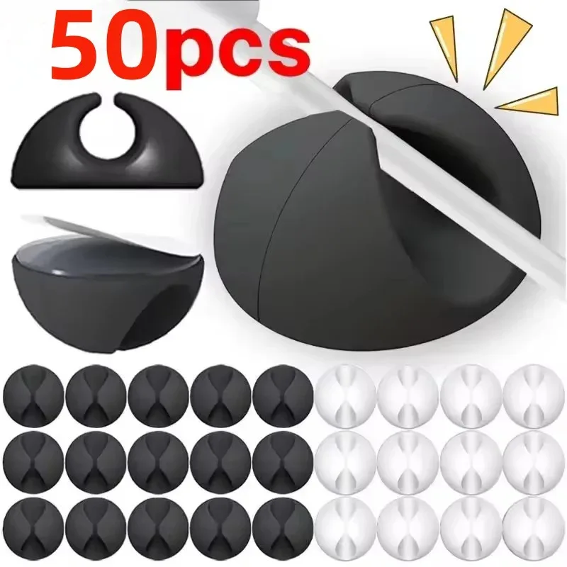Round Cable Spool Organizer – 5/50-Pack Cord Management System with Adhesive Mounts for Home & Office
