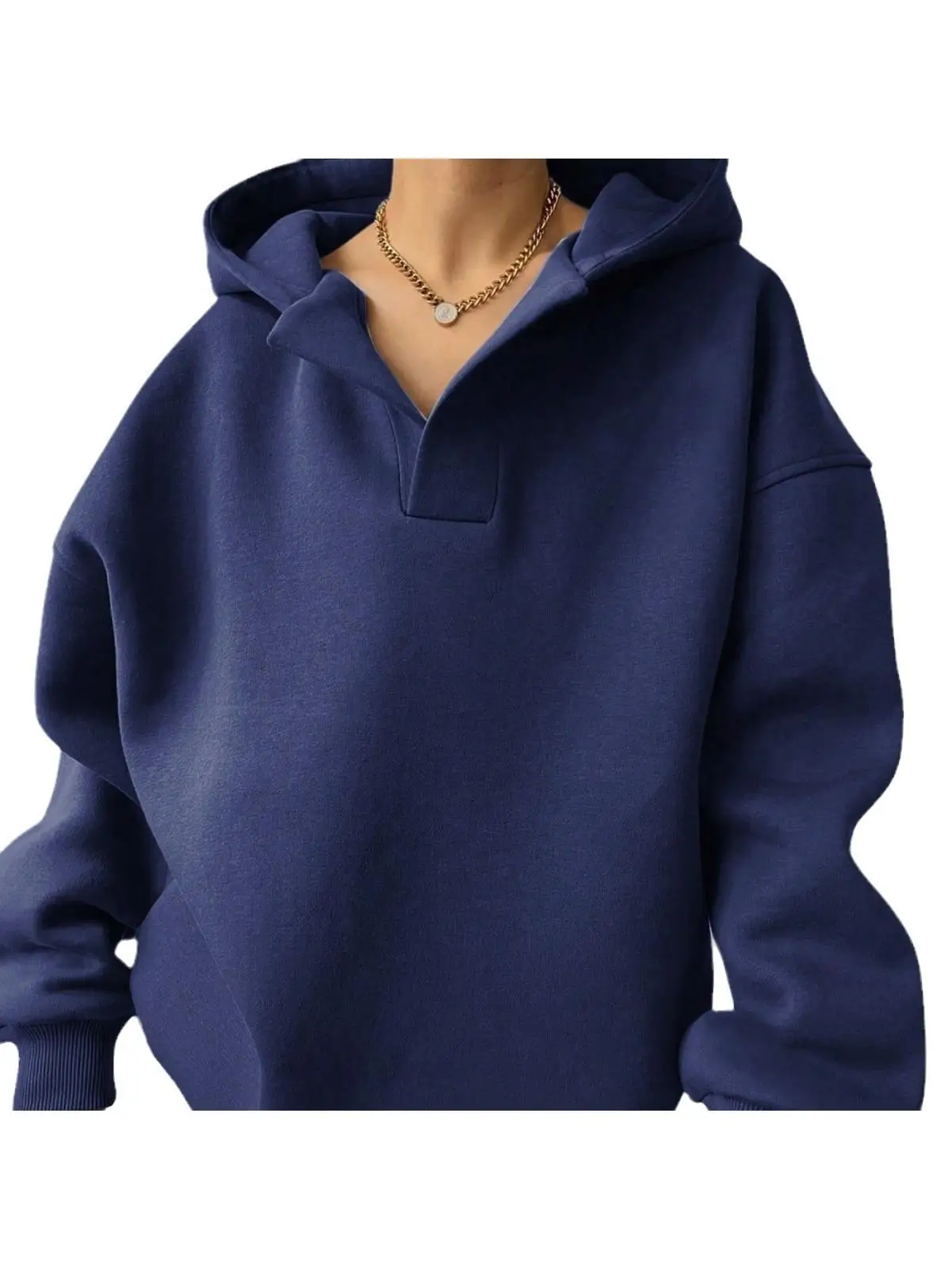 Sudadera con capucha larga de moda para mujer, ropa deportiva holgada de Color, brazo de fibra de poliéster, sombreros de ala de murciélago intermonados