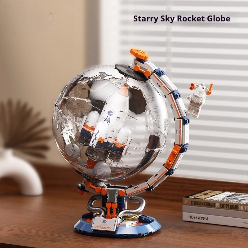 JAKI Globe Building Set for Adults, Space building blocks series, Rotatable Globe Display Model , Toys Gifts for Kids Boys Girls
