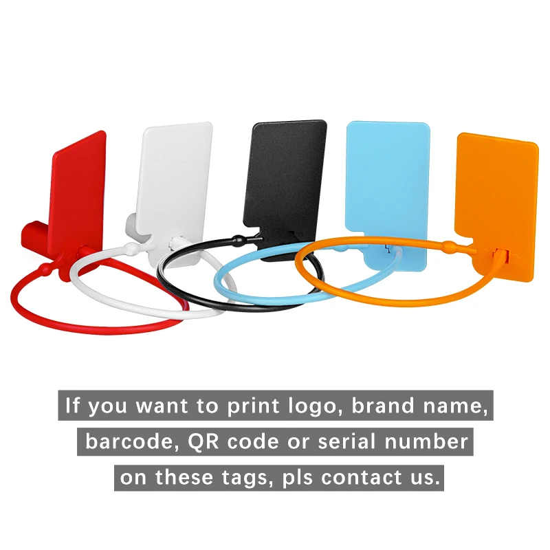 100Pcs Custom Logo Disposable Plastic Security Seals Anti-tamper Hang Tags for Sneaker Clothing Shoes 170mm 6.7\