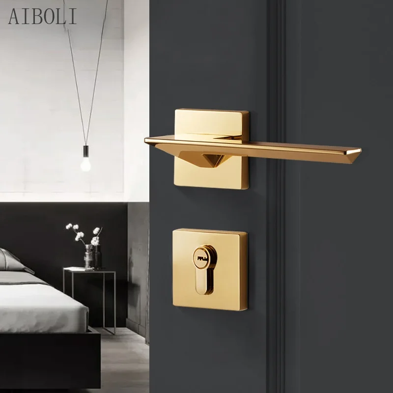 

Door Lock Gold Mute Magnetic Indoor Bedroom Door Lock Zinc Alloy Handle Lock Household General Wooden Door Lock