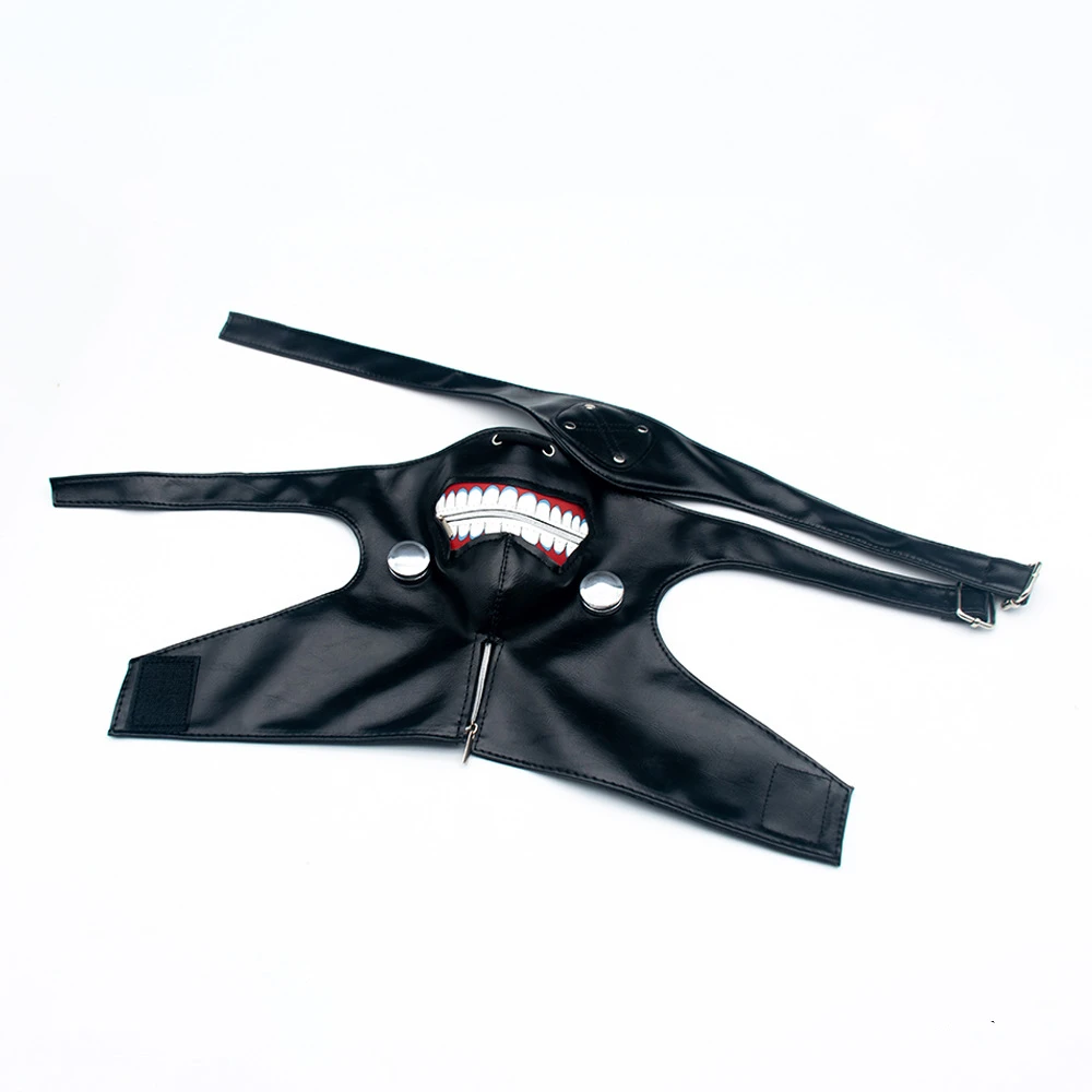 Halloween Mask Cosplay Props in Black Soft Leather for Men