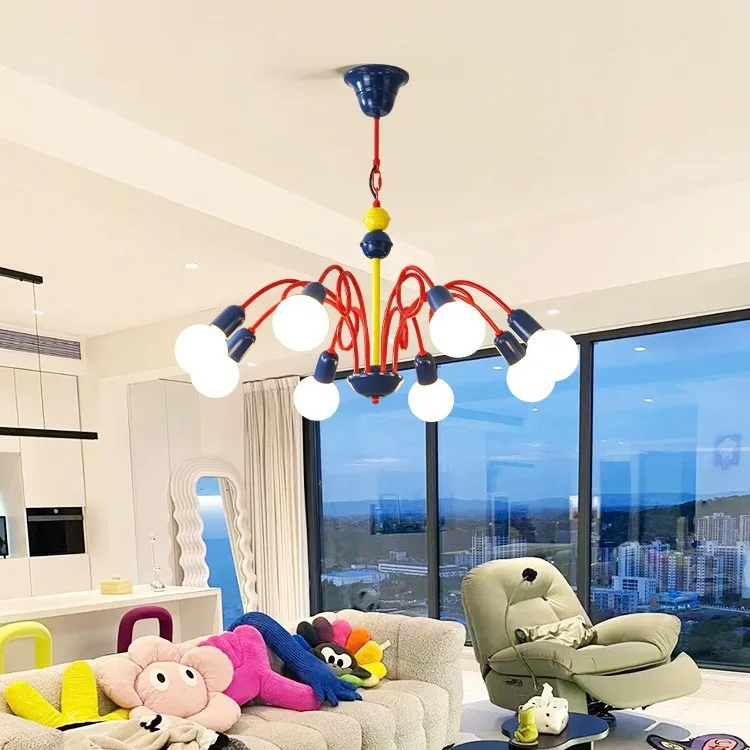 

Home Decor Colorful Macaron Chandeliers Modern LED Ligting Hanging Lamps for Living Girls Boys Bedroom Children's Room Fixtures