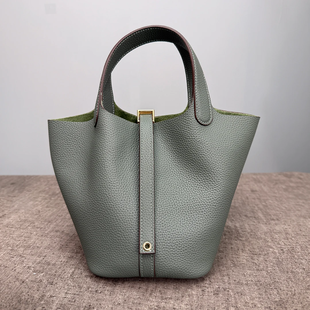 Damen Tasche Echtes Leder Oberer Griff Tragetasche Große Kapazität 3 Größen Hand Schulter Designerstil Eimerform Strukturiert Minimalistisch Tägliche Verwendung Büro Einkauf Eimerform Strukturiert Minimalistisch – Detail 21