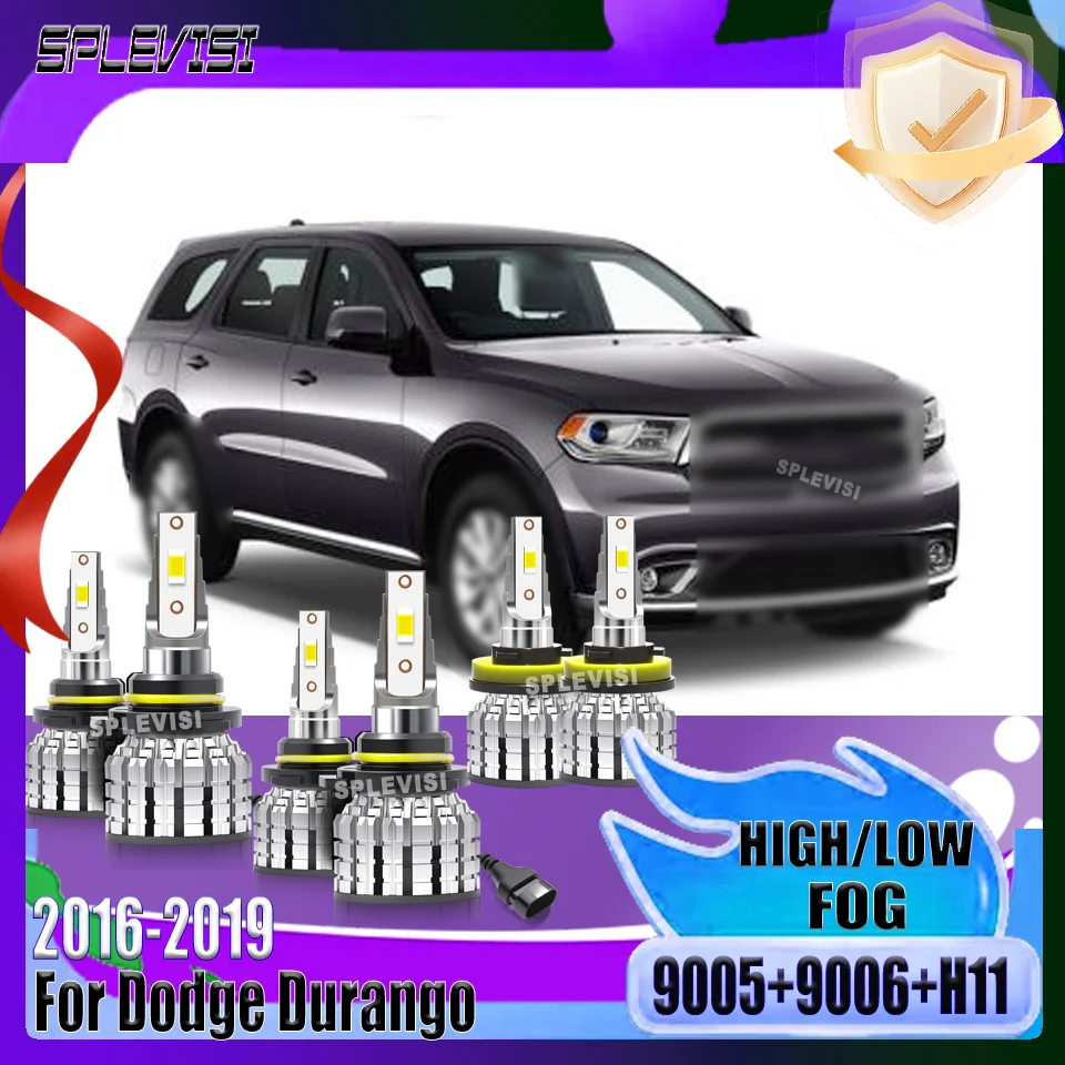 

Durable SPLEVISI Car Light LED Headlight Foglamp Long Distance 6000K White 9005 9006 H11 For Dodge Durango 2016 2017 2018 2019