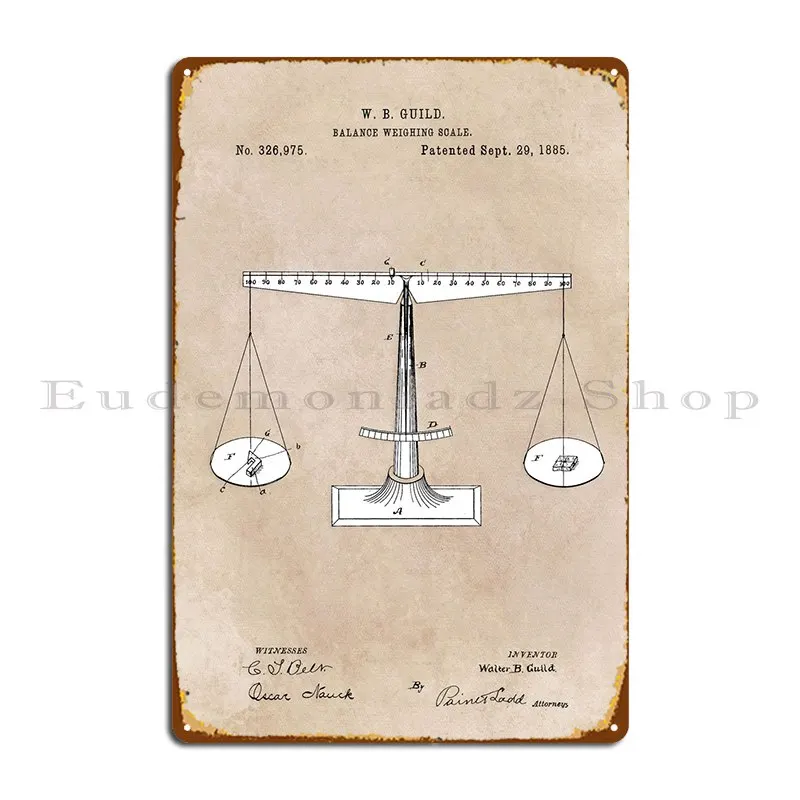 Patent Guild Balance Weigh Metal Sign Retro Customize Pub Customize Garage Tin Sign Poster