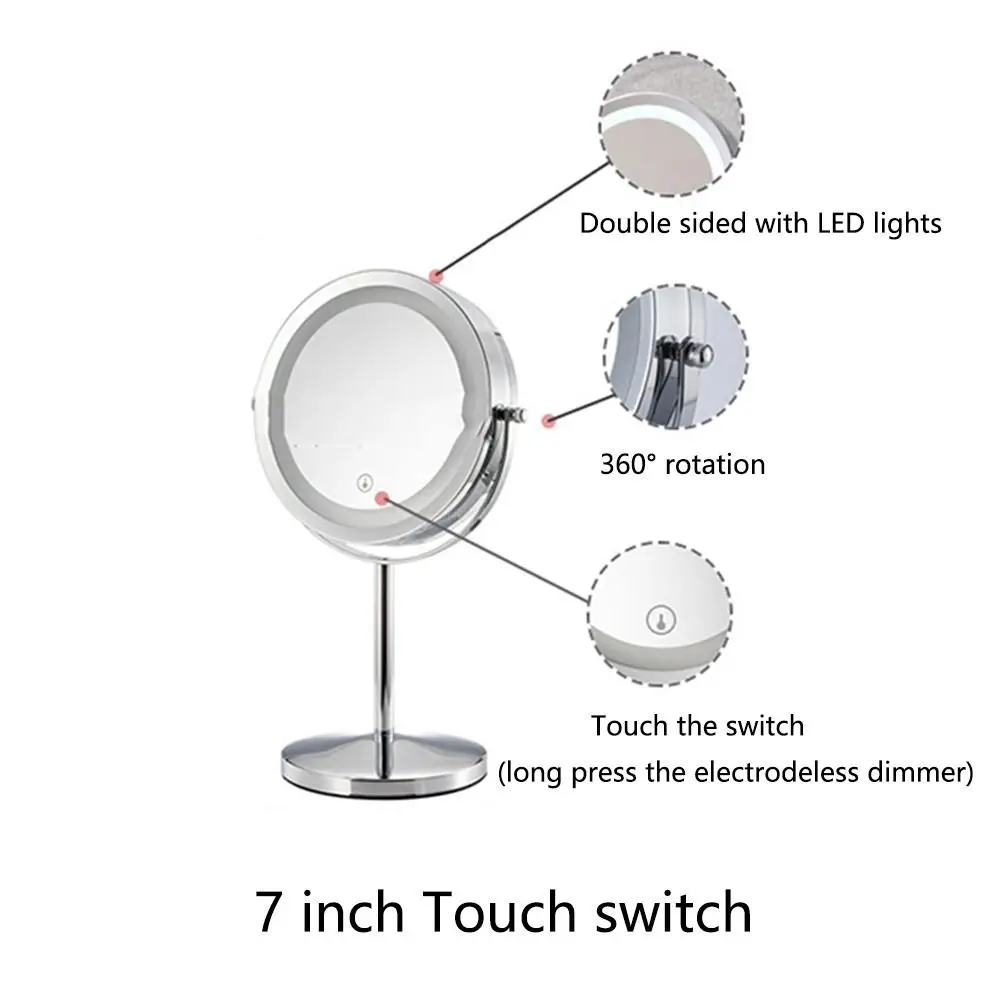 Specchio per il trucco illuminato su entrambi i lati 21 luci a LED Premium 10X ingrandimento specchio da barba Touch Screen rotondo