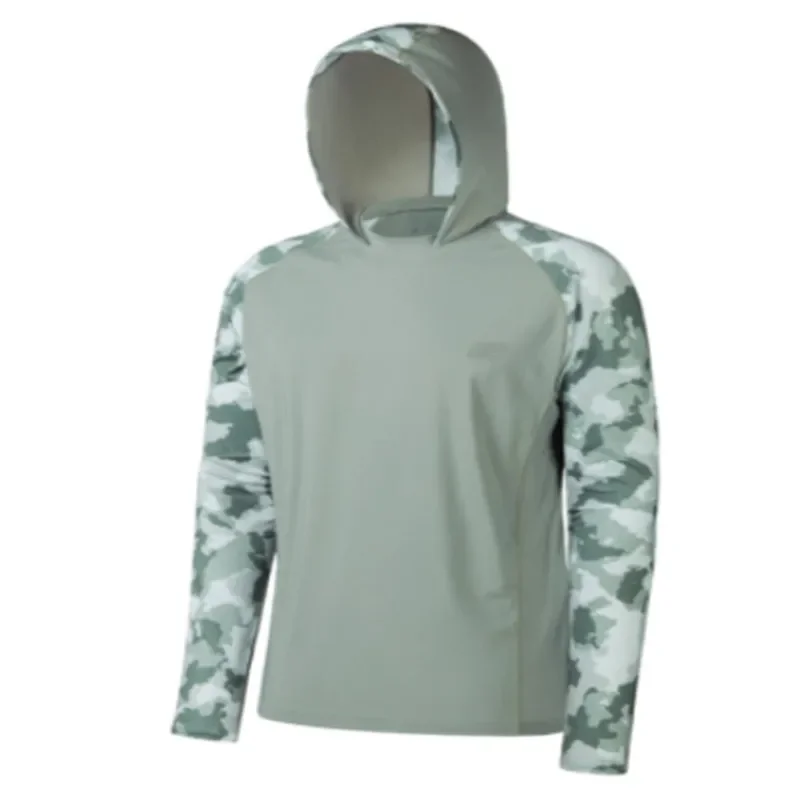 Long Sleeve Windproof Sun Protective Jerseys High-Quality Round Neck Quick-Drying Hooded  Printing Fishing Clothing Men's