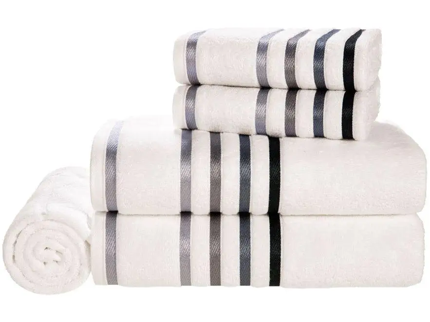 طقم مناشف حمام من Karsten ، قطن ، أبيض إمبري ، 5 قطع