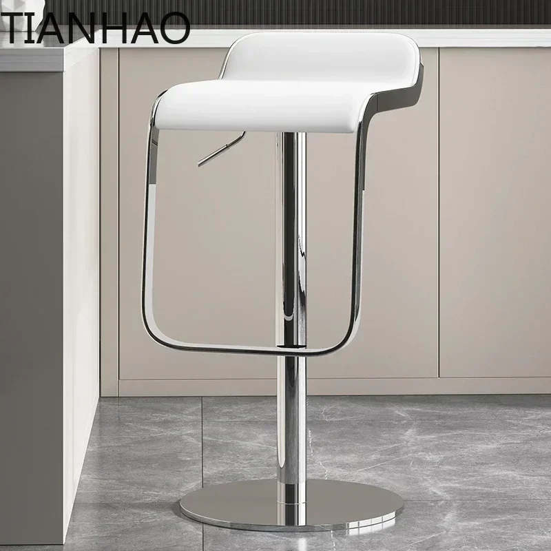 Canteen Bar Chair Stool Luxury Stainless Steel Modern Simple Household Nordic Lifting High Light Rotating Aesthetic Furniture