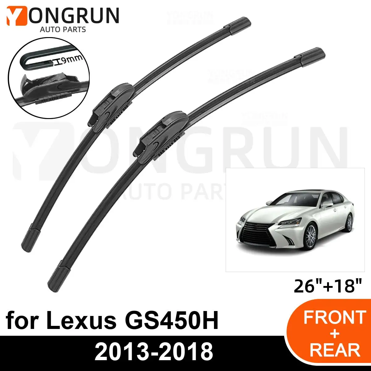 

Car Front Windshield Wipers For Lexus GS450H 2013-2018 Wiper Blade Rubber 26"+18" Car Windshield Windscreen Accessories