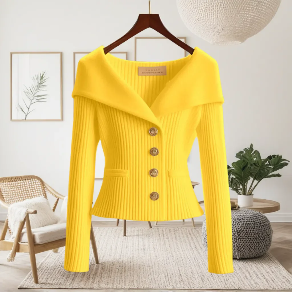 Y2K Large Lapel Slim White Sweater Top Women's 2025 Autumn New Street Casual Warm Knitted Cardigan Tight Waist Sweater Ladies