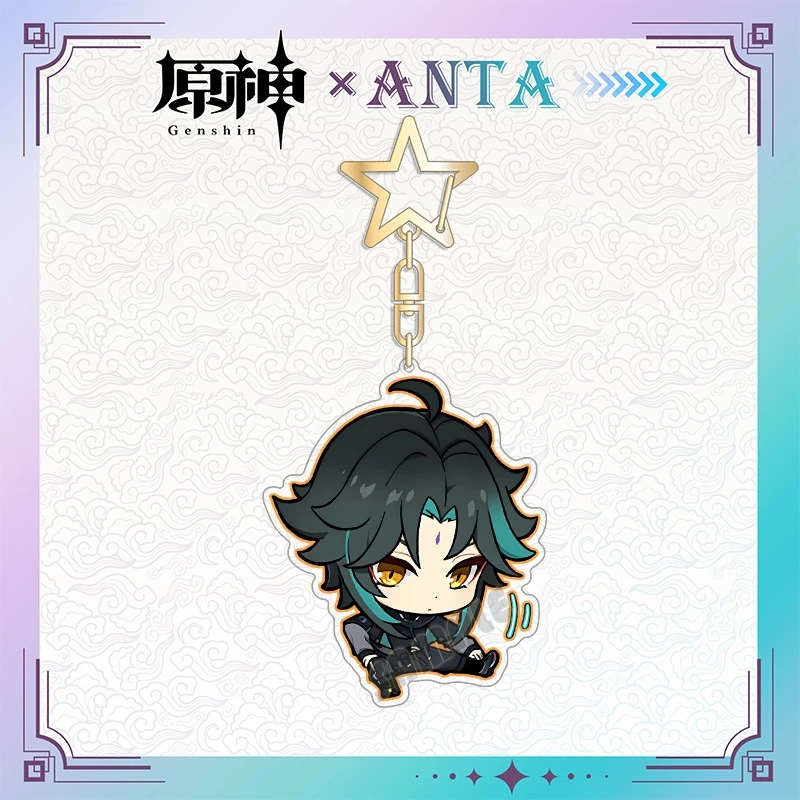 2025 Anime Genshin Impact X ANTA Linkage Xiao Badge Pendant Quicksand Mahjong Acrylic Stand Figure Model Plate Desk Decor Gift - view 3